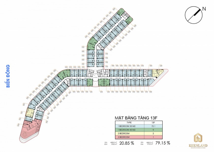 Mặt bằng căn hộ nghỉ dưỡng Charm Resort Hồ Tràm tầng 13