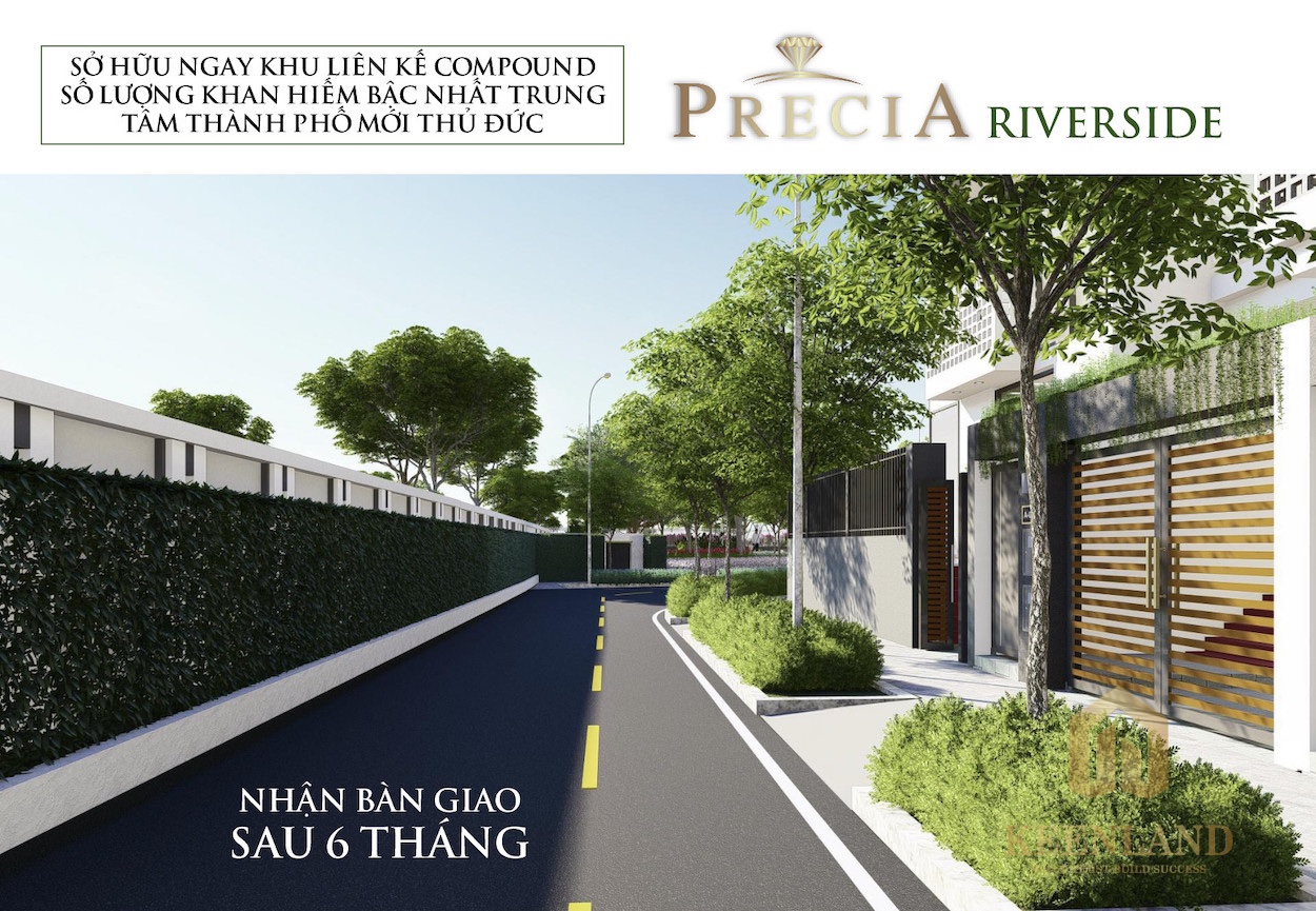 Đường nội bộ 12m trước các căn nhà phố Precia Riverside