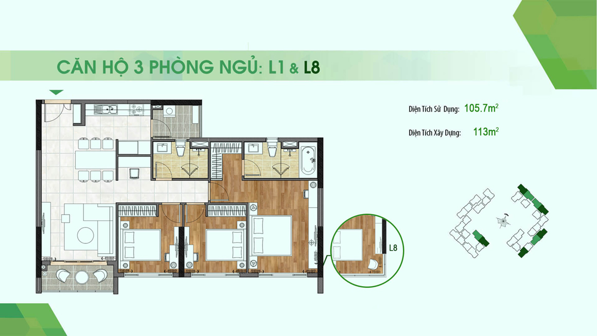 dự án Sadora Apartment mặt bằng L1-L8