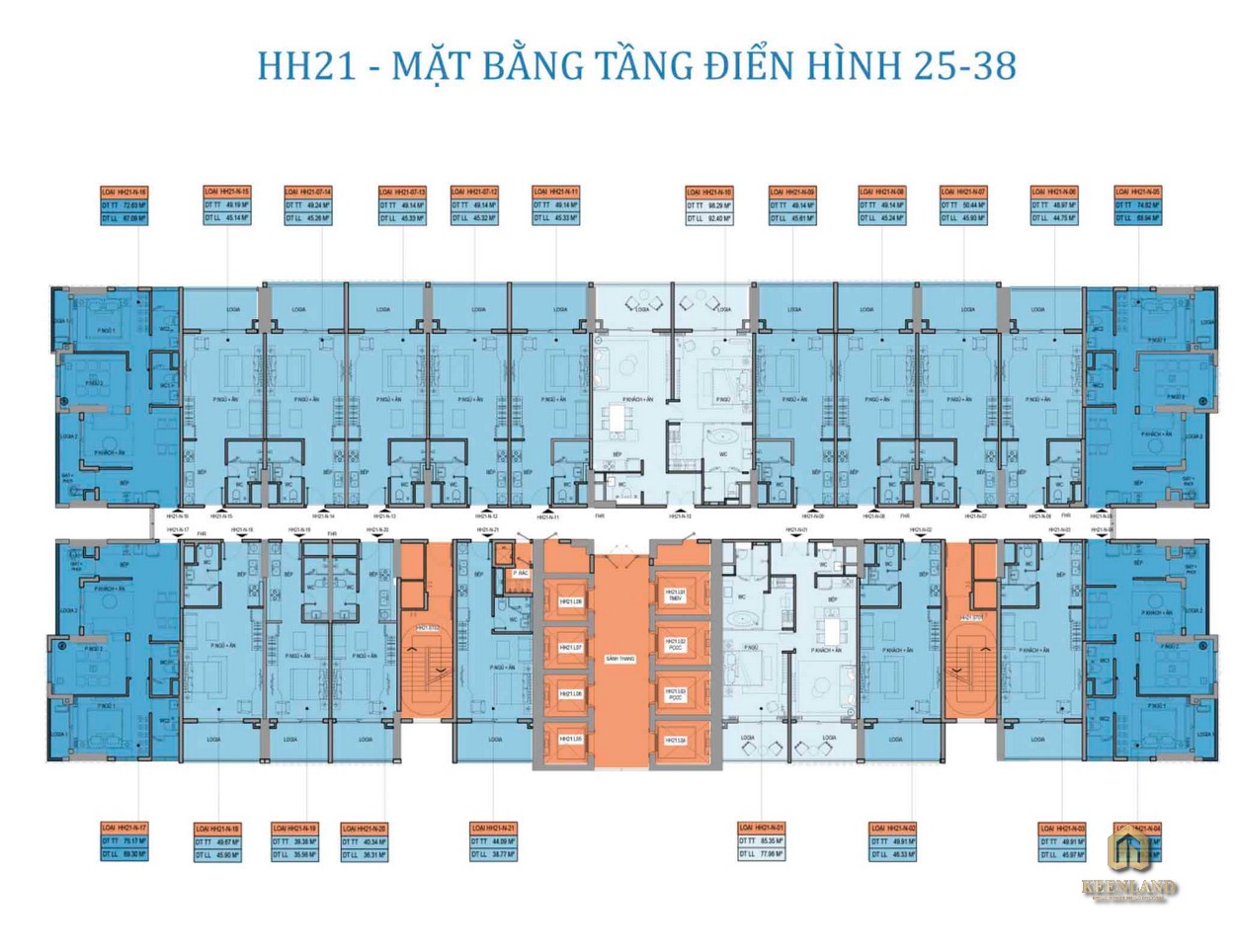 Mặt bằng điển hình tầng 25-30 dự án Takashi Ocean Suite