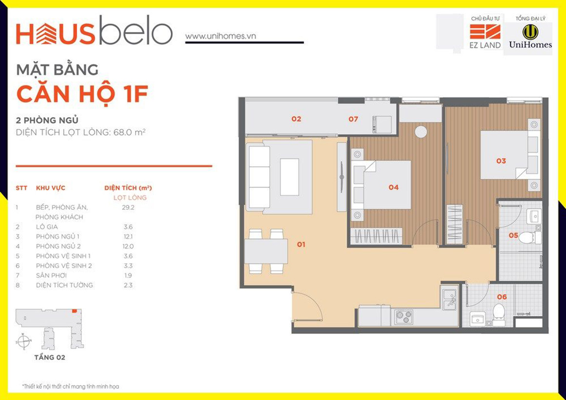 Thiết kế căn hộ 1F dự án Hausbelo quận 9