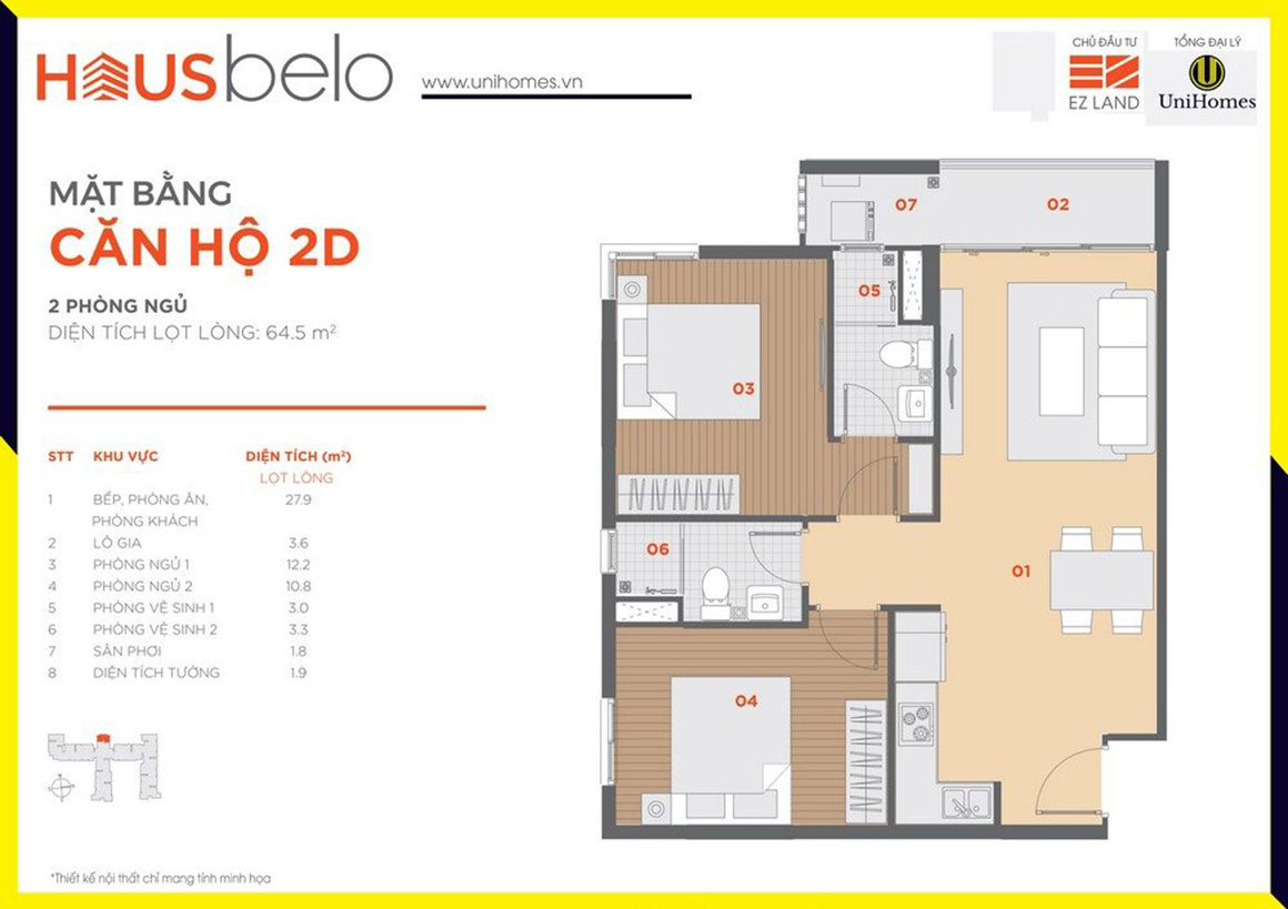 Thiết kế căn hộ 2D dự án Hausbelo quận 9