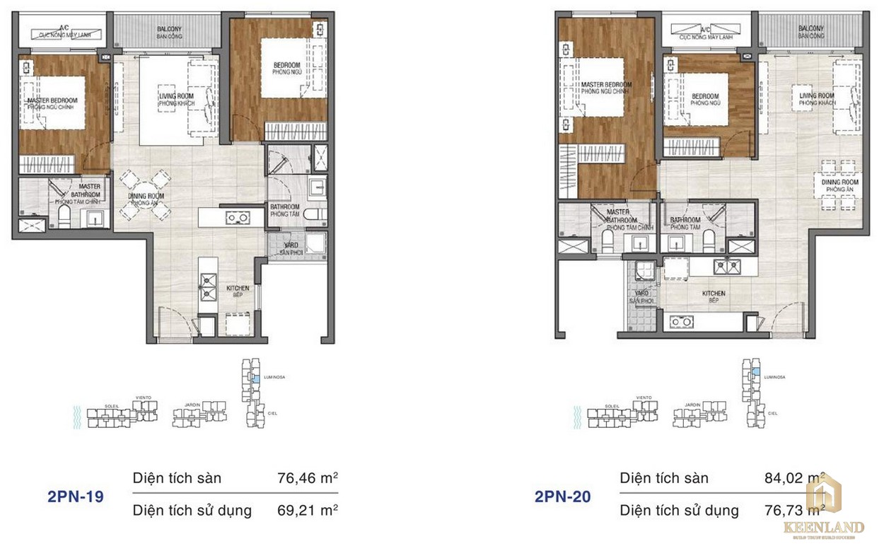 Thiết kế chi tiết căn hộ chung cư One Verandah Quận 2 - loại 2 phòng ngủ 19-20