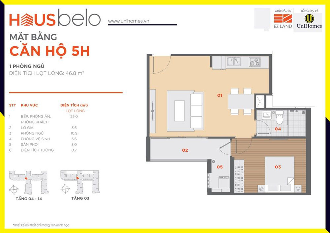 Thiết kế căn hộ 5H dự án Hausbelo quận 9