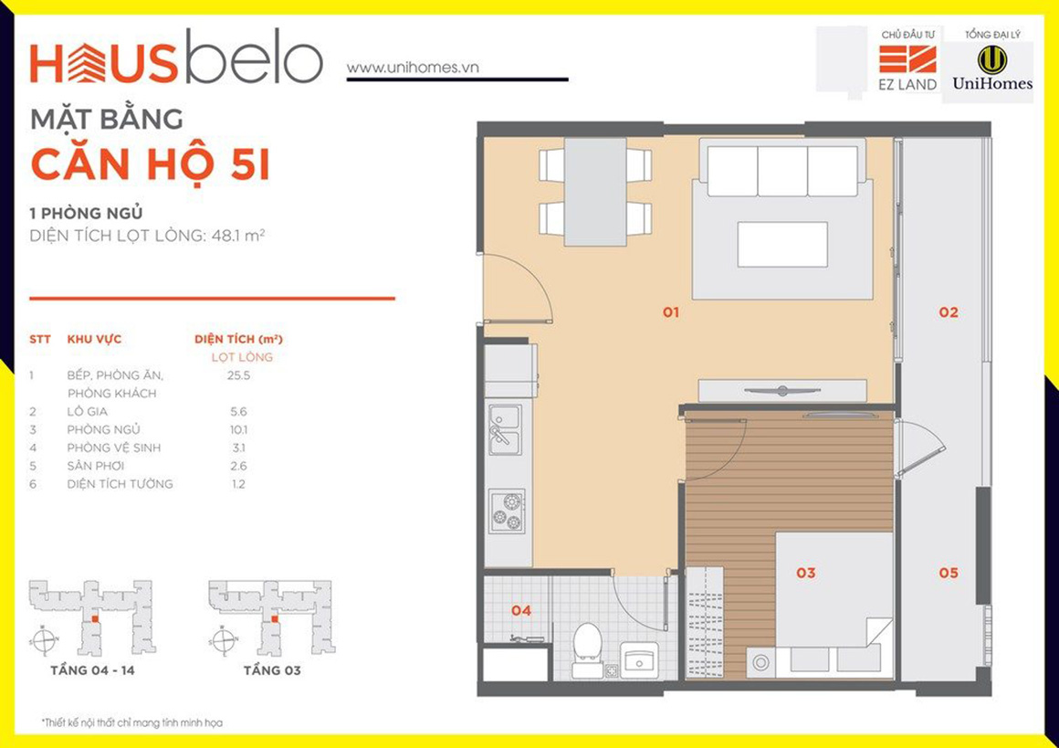 Thiết kế căn hộ 5I dự án Hausbelo quận 9
