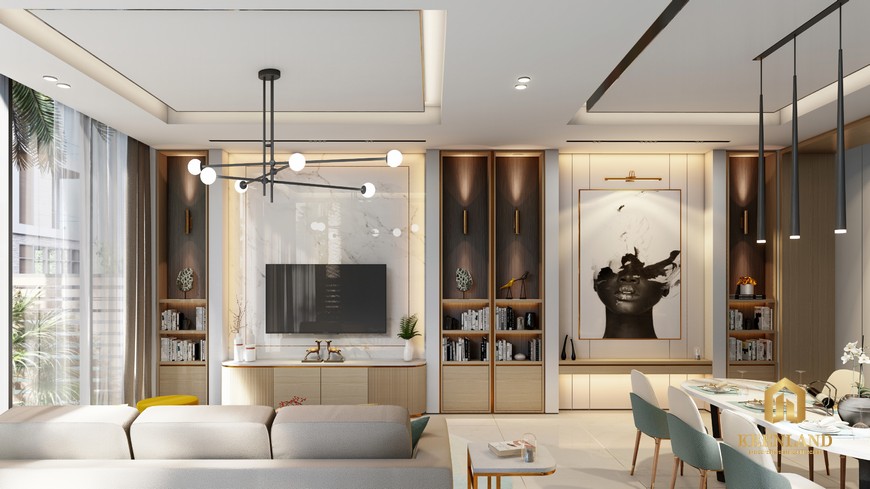 Phòng khách Semi Detached Villa Venezia Beach Hồ Tràm